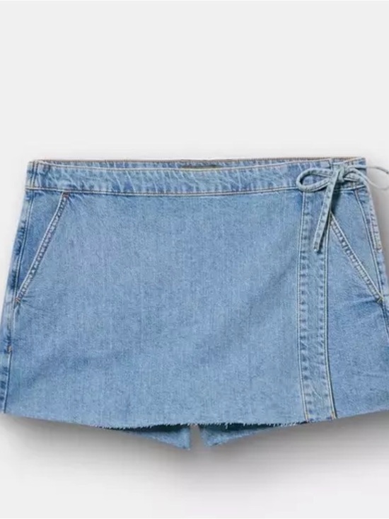 Torrid Curve Pants - Light Blue Denim Skort with Side Tie - Casual Women's Skort